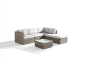 Divani da esterno - Rattan sintetico-Vetro-Tessuto - 235x175x78 cm - Grigio chiaro-Bianco - Lounge modulare moderno