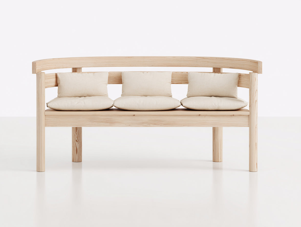 Panche da giardino - Legno-Tessuto - 175x60x86 cm - Naturale-Beige - Rustico