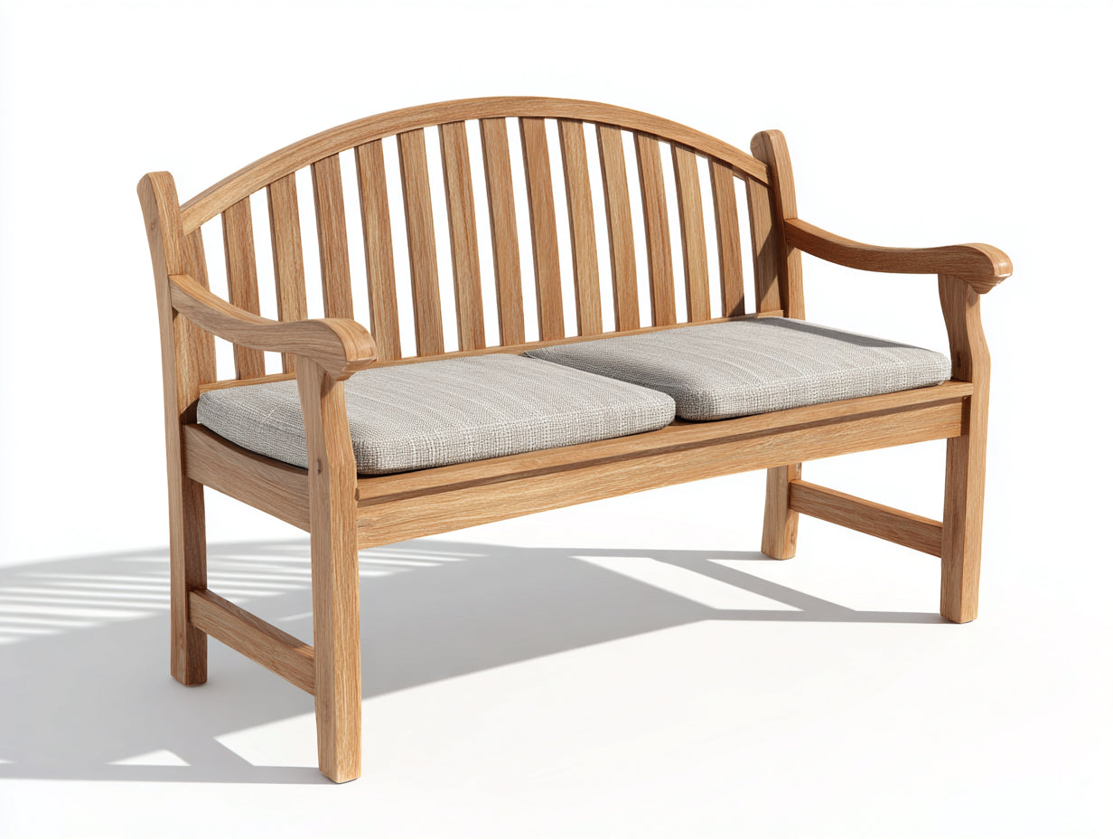 Panche da giardino - Legno-Tessuto - 155x59x93 cm - Naturale-Grigio - Inglese