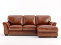 Divano angolare-Pelle-281x170x87 cm-Cognac-Classico