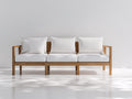 Divano da esterno - Legno-Tessuto - 210x78x72 cm - Naturale-Bianco - Moderno minimalista