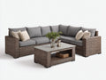 Divani da esterno - Rattan-Tessuto-Legno - 280x200x82 cm - Marrone scuro-Grigio - Lounge contemporaneo