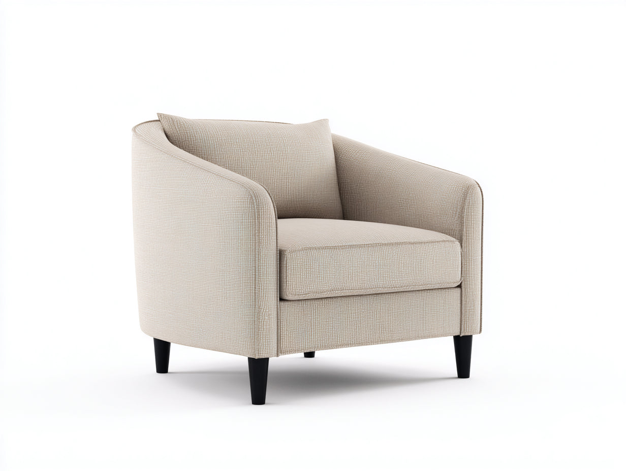 Poltrona - Tessuto-legno - 88x82x81 cm - Beige naturale - Minimalista