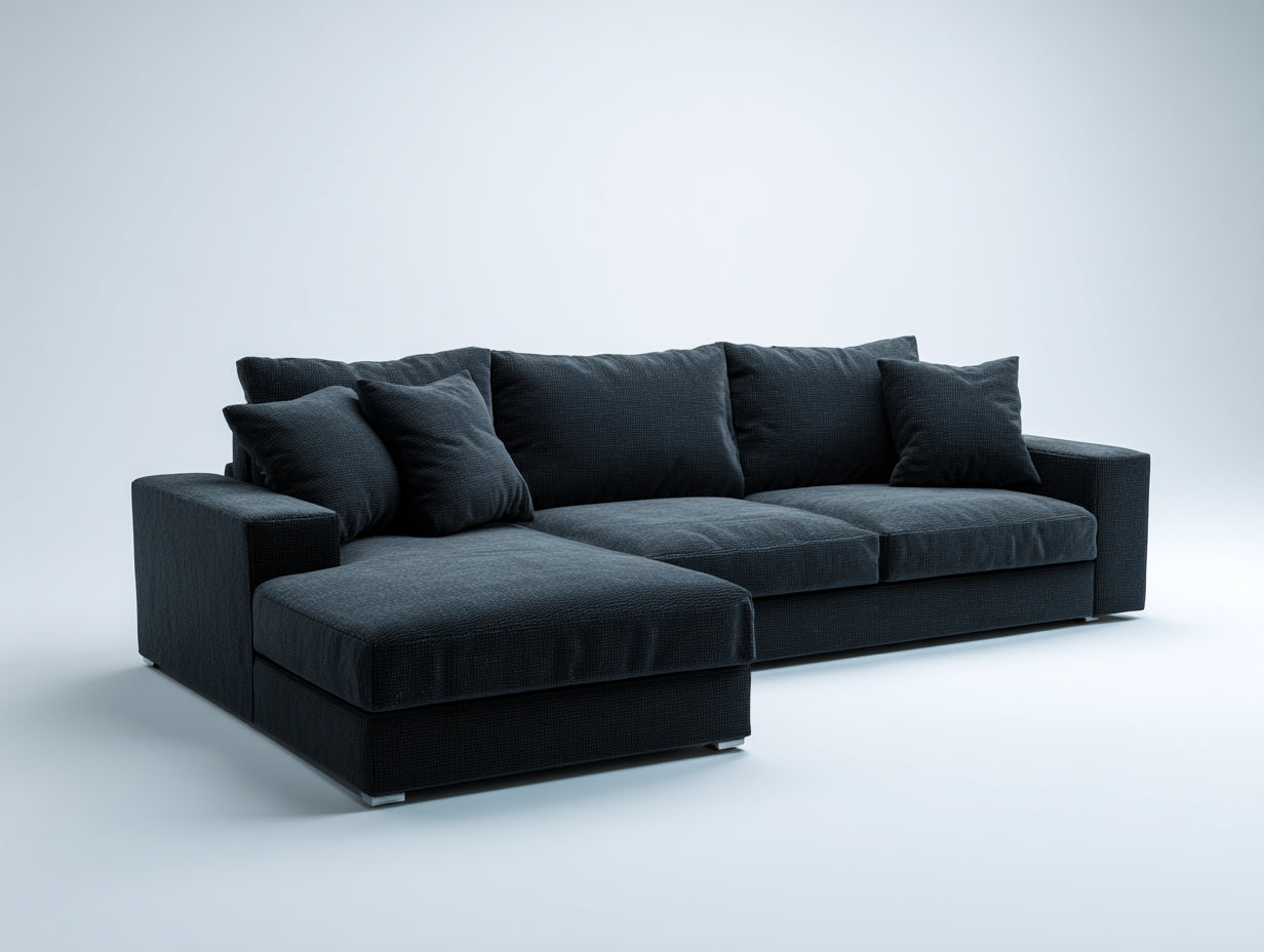 Divano angolare-Tessuto-302x182x84 cm-Antracite-Moderno