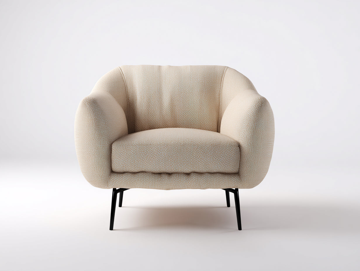 Poltrona - Tessuto-metallo - 95x84x78 cm - Beige - Contemporaneo