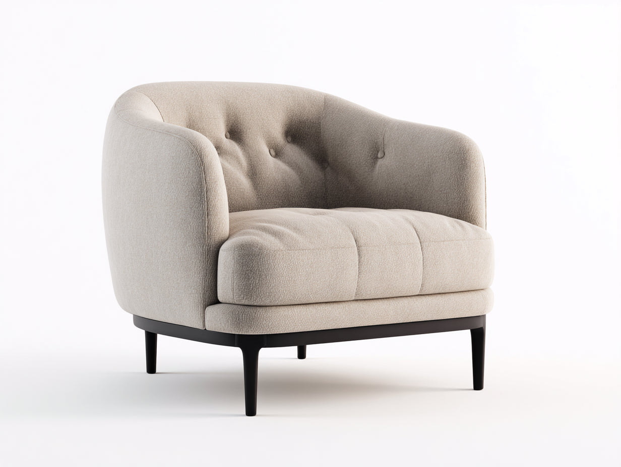 Poltrona - Tessuto - 102x86x79 cm - Avorio - Design rétro
