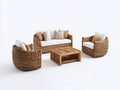 Divani da esterno - Rattan-Tessuto-Legno - 170x85x86 cm - Naturale-Bianco - Stile organico contemporaneo