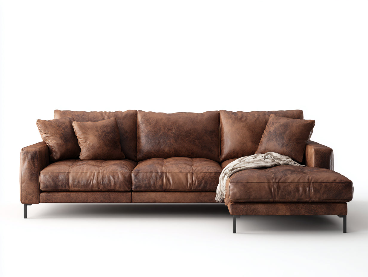 Divano angolare-Pelle-305x178x86 cm-Testa di moro-Industriale