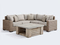 Divani da esterno - Rattan-Legno-Tessuto - 260x260x82 cm - Naturale-Beige chiaro - Rustico elegante