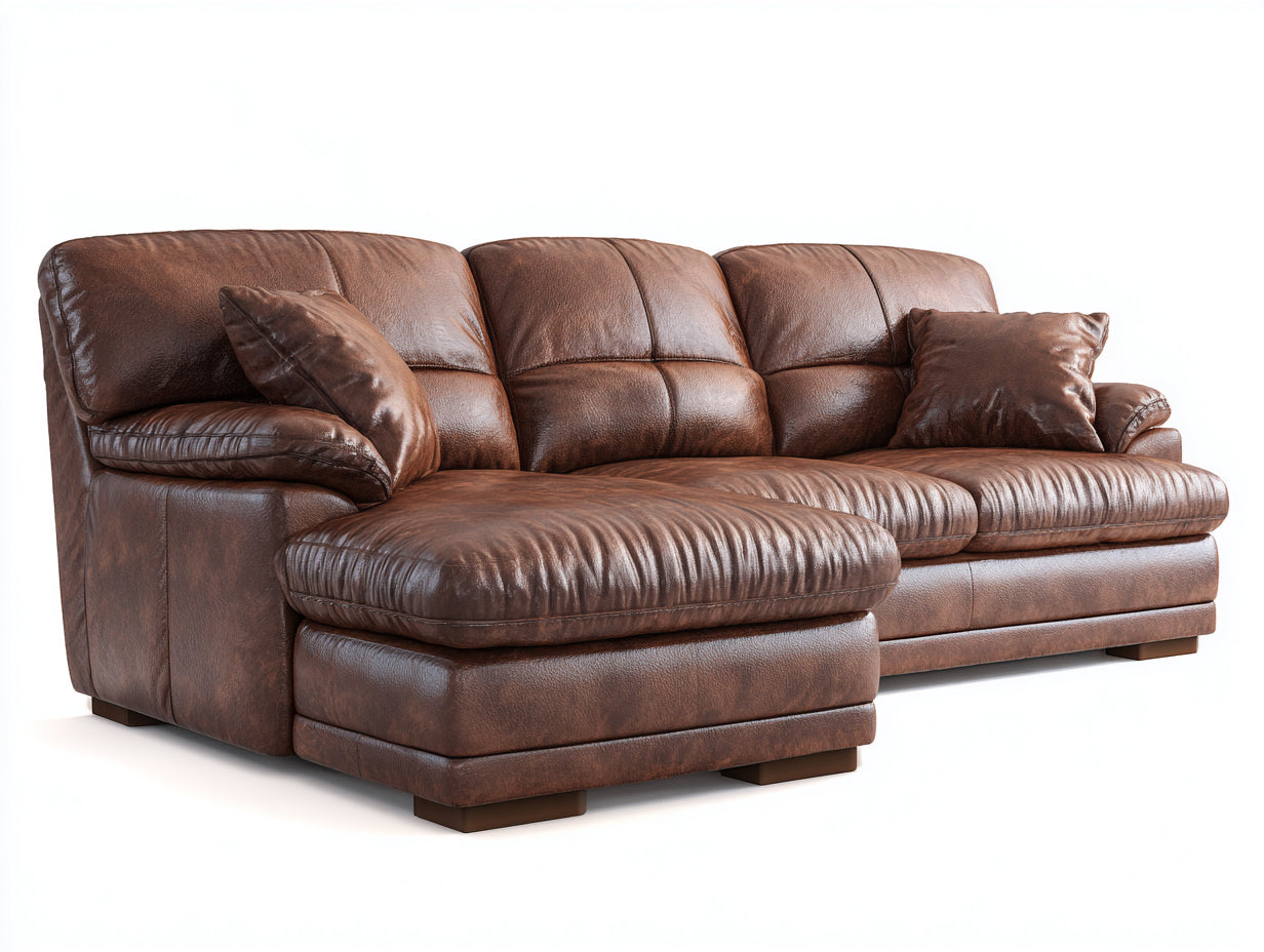 Divano angolare-Pelle-289x174x90 cm-Marrone scuro-Confort