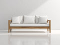 Divano da esterno - Legno-Tessuto - 220x82x76 cm - Naturale-Bianco - Moderno essenziale